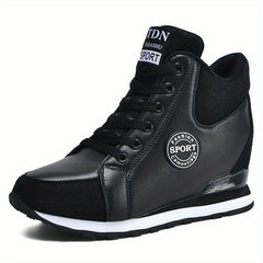 Women's High Top Sneakers Lace Up Shoes Height Increasing