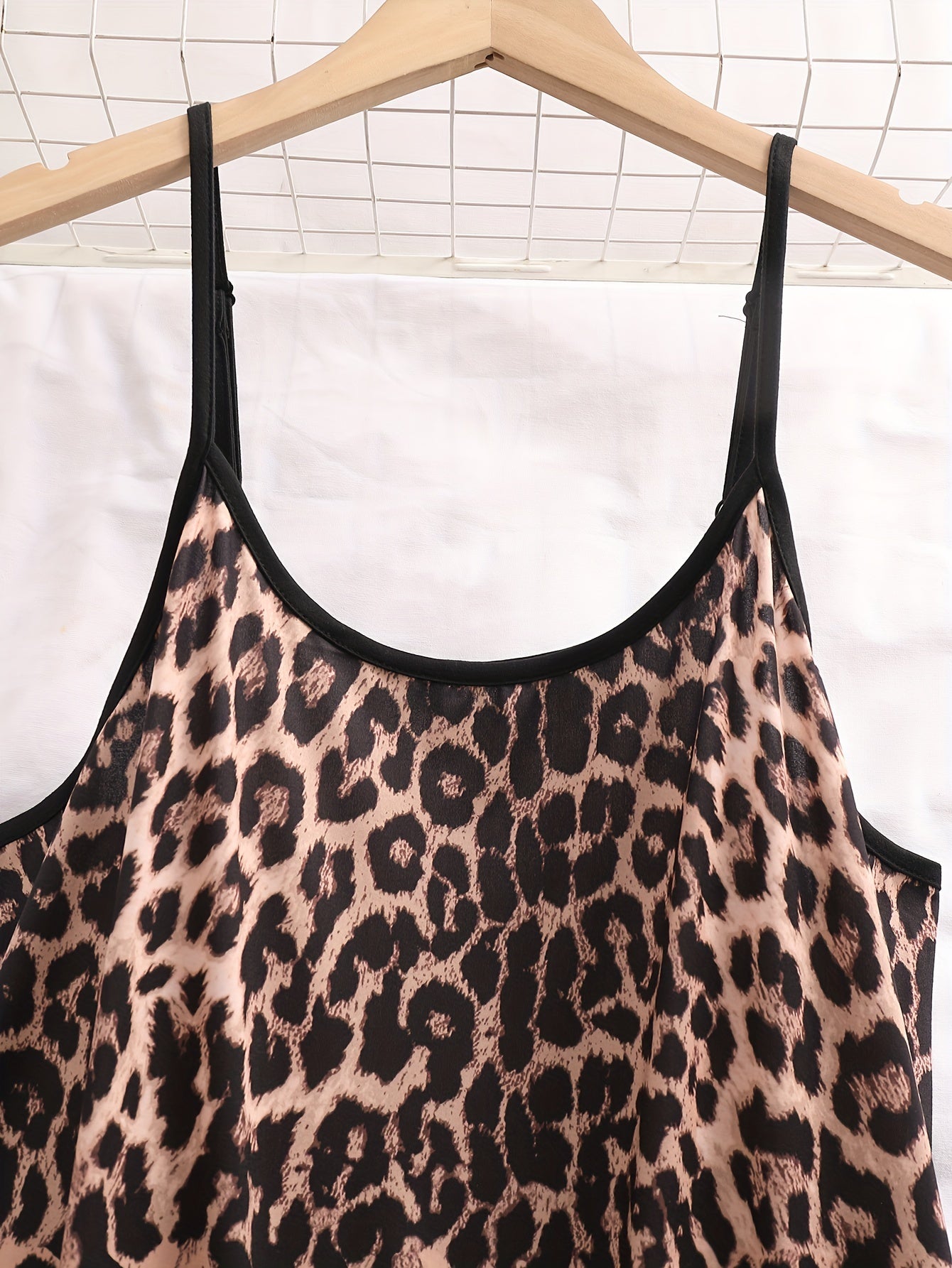 3 Pack Plus Size Sexy Nightdress Set Leopard Print Round Neck Contrast Trim