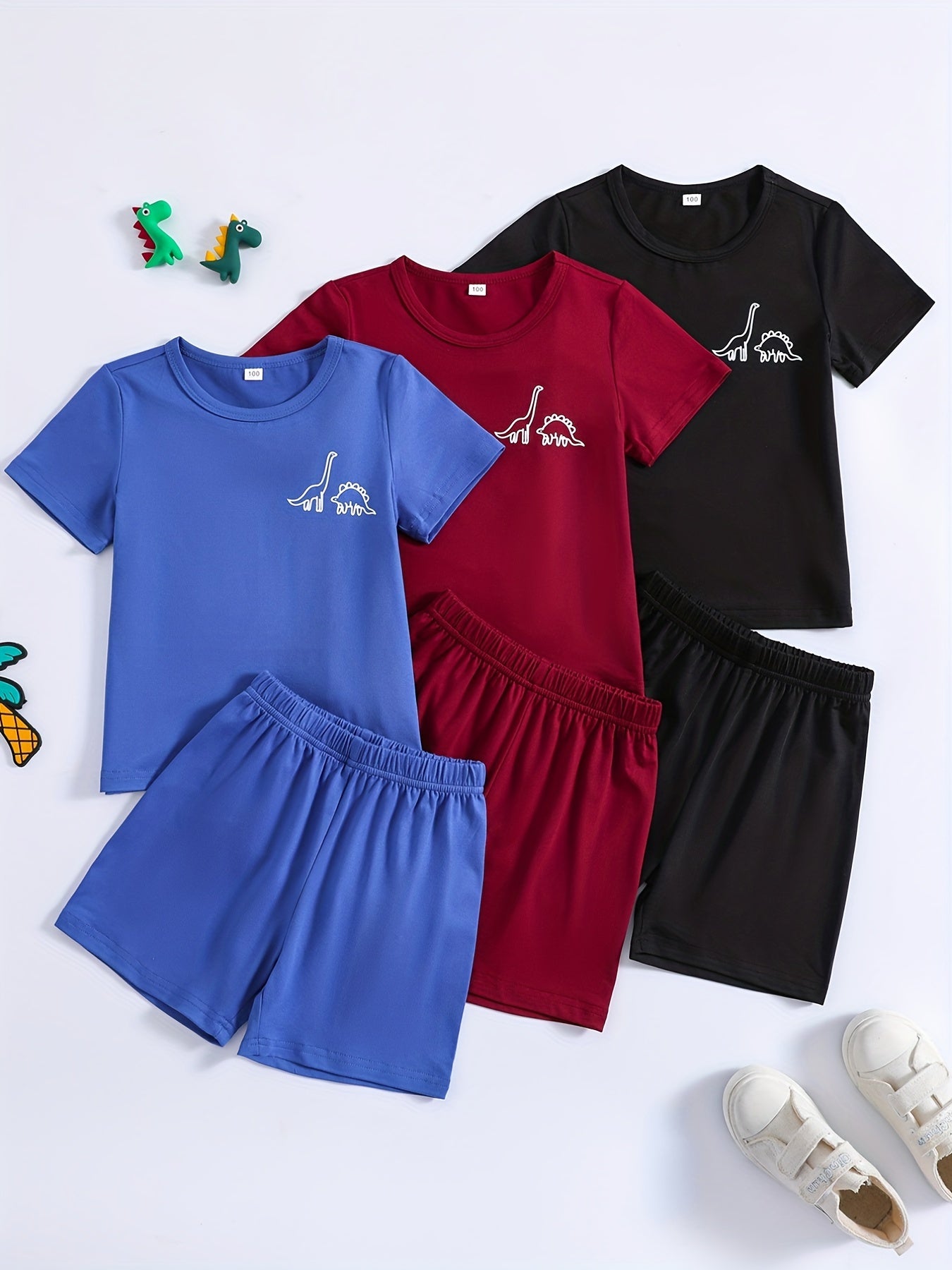 Boys Dinosaur Graphic Print Short Sleeve T-shirt & Shorts Set