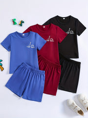 Boys Dinosaur Graphic Print Short Sleeve T-shirt & Shorts Set