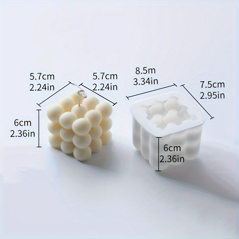 2pcs Multi Bubble Cube Candle Silicone 3D Aromatherapy Gypsum Candle Mold