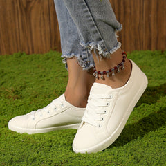 Women's Canvas Lace Up Sneakers Lightweight Low Top Shoes