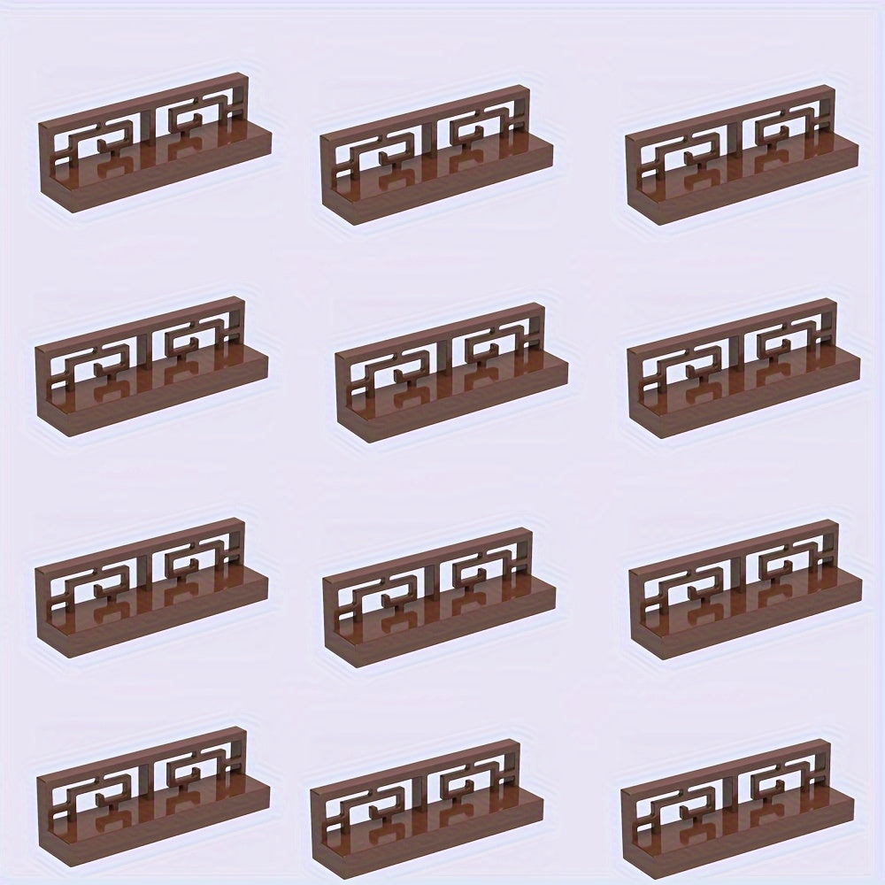 12pcs Building Block Set Carved Fences Animal Compatible DIY