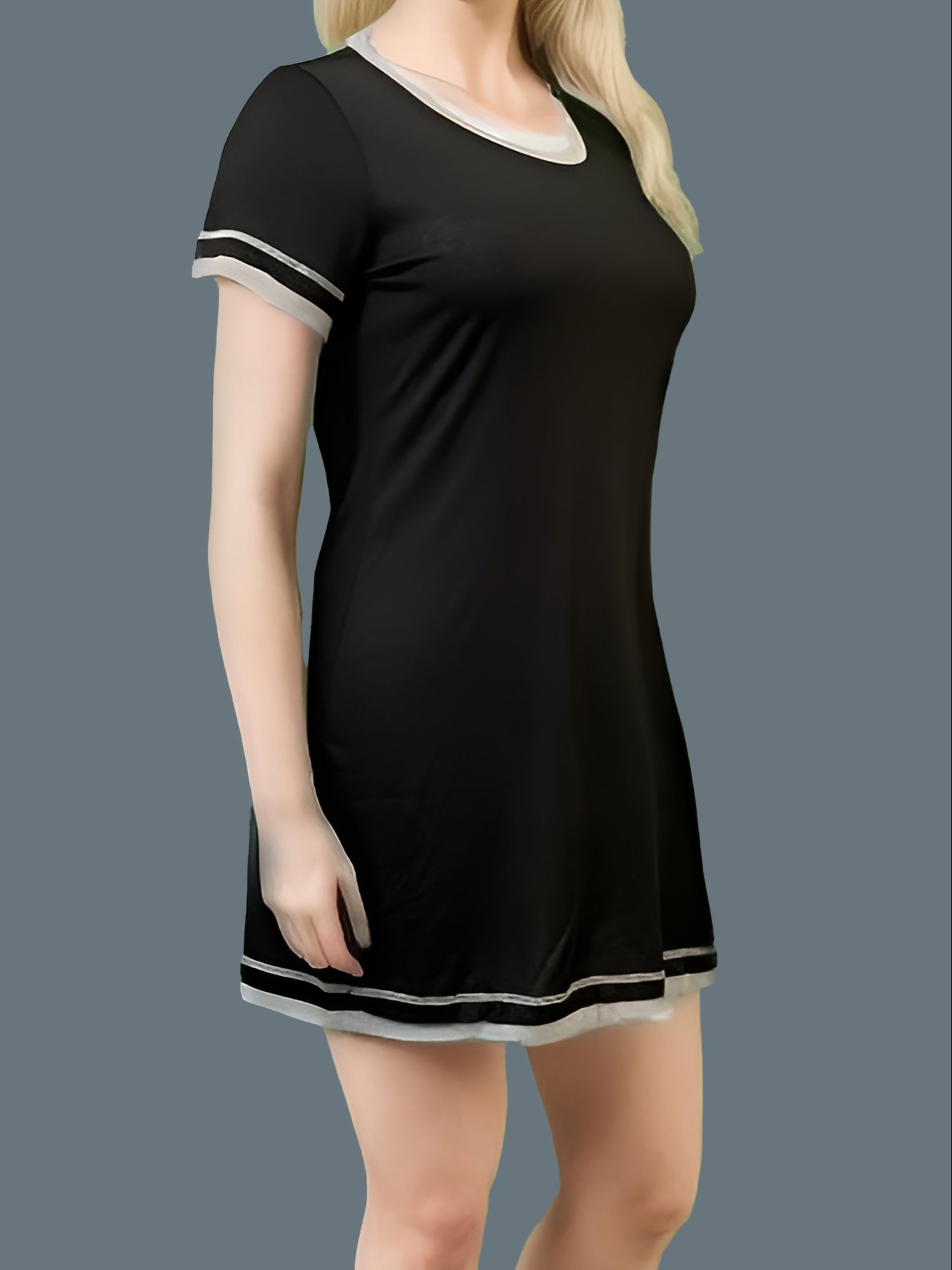 Stripe Print Short Sleeve Tee Dress