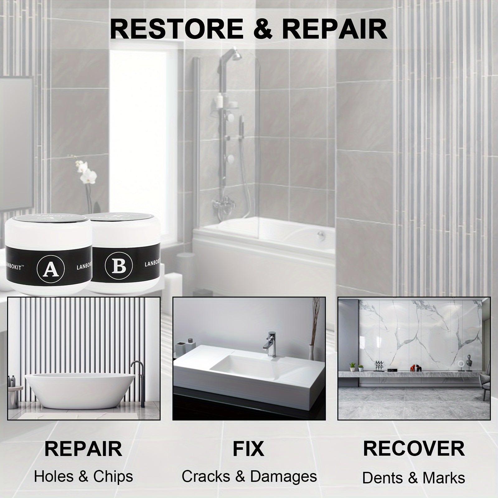 Tile and Granite Repair Kit - Marble/Porcelain/Stone/Quartz Countertop Repair