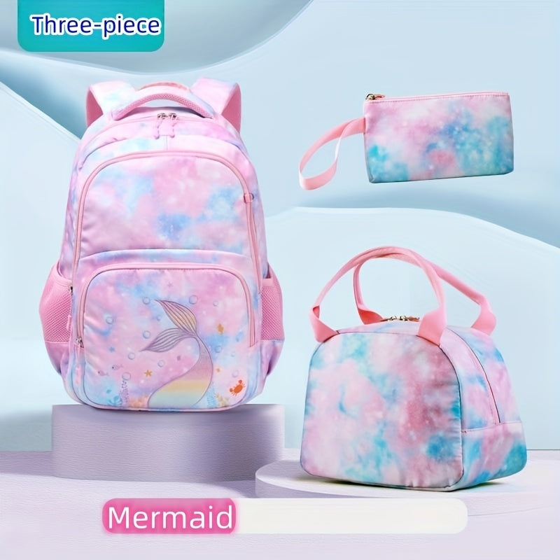 3pcs School Bags Set Starry Sky Cartoon Backpack Lunch Bag Pencil Case Set