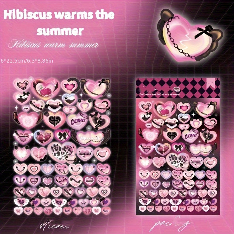 Heart Stickers Self Adhesive Scrapbook Decorations Pastel Love XOXO