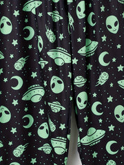 Alien Print Sleep Bottom Cozy Elastic Long Pants