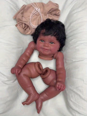 Dark Skin Reborn Doll Kits With Rooted Hair DIY Kit