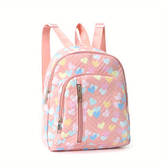 Kids Heart Pattern Backpack Large Capacity School Bag