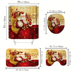 Santa Claus Shower Curtain Set Christmas Decorations