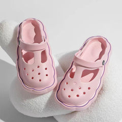 Women's Closed Toe Platform Clogs T-Strap Slide Sandals