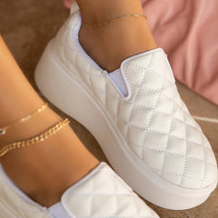 Women's Quilted Platform Loafers Slip on Sneakers