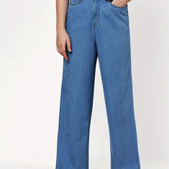 Wide Leg Straight Jeans Loose Fit Denim Pants Women's Clothing
