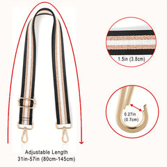 Adjustable Crossbody Shoulder Strap Wide Striped Replacement Purse Strap