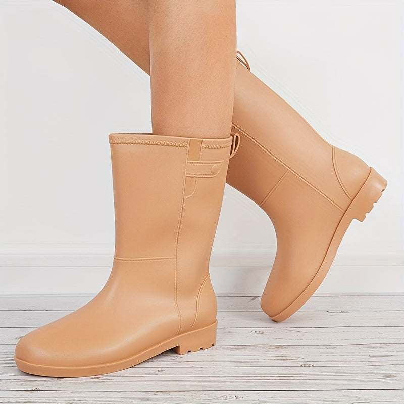 Women's Solid Rain Boots Waterproof Outdoor Boots