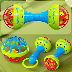 3pcs Novel Red Hand Cranked Bell & Ball Grabbing Toys for Happy Children