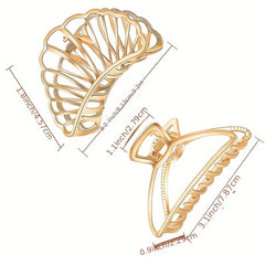 2pcs Metal Hollow Hair Claw Style Hair Claw Nonslip Ponytail Hol