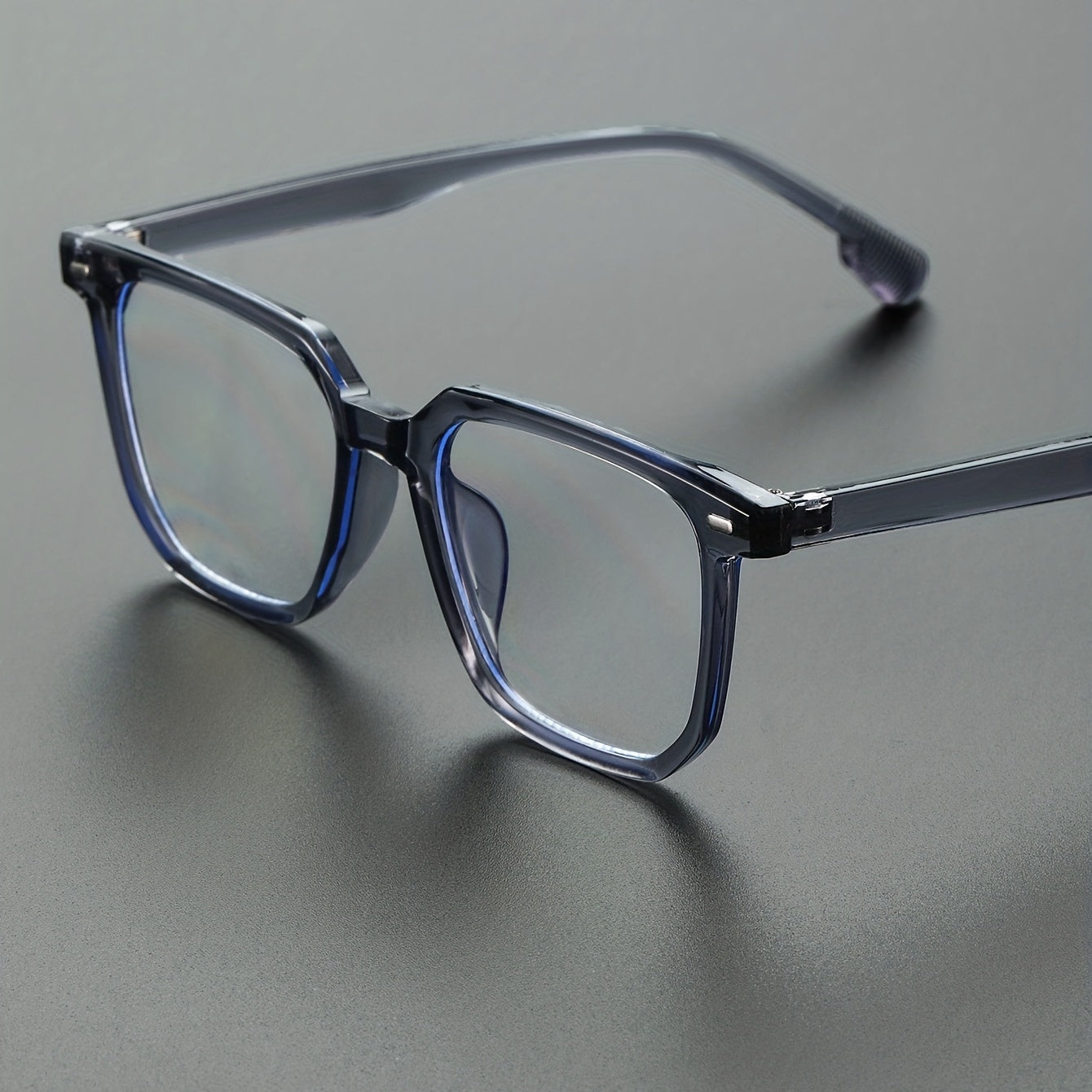 Men's Classic Square Frame Glasses Light Blocking Flat Mirror