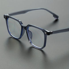 Men's Classic Square Frame Glasses Light Blocking Flat Mirror
