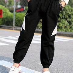 Toddler Boys Block Sweatpants Elastic Waist Cotton Thin Loose Casual