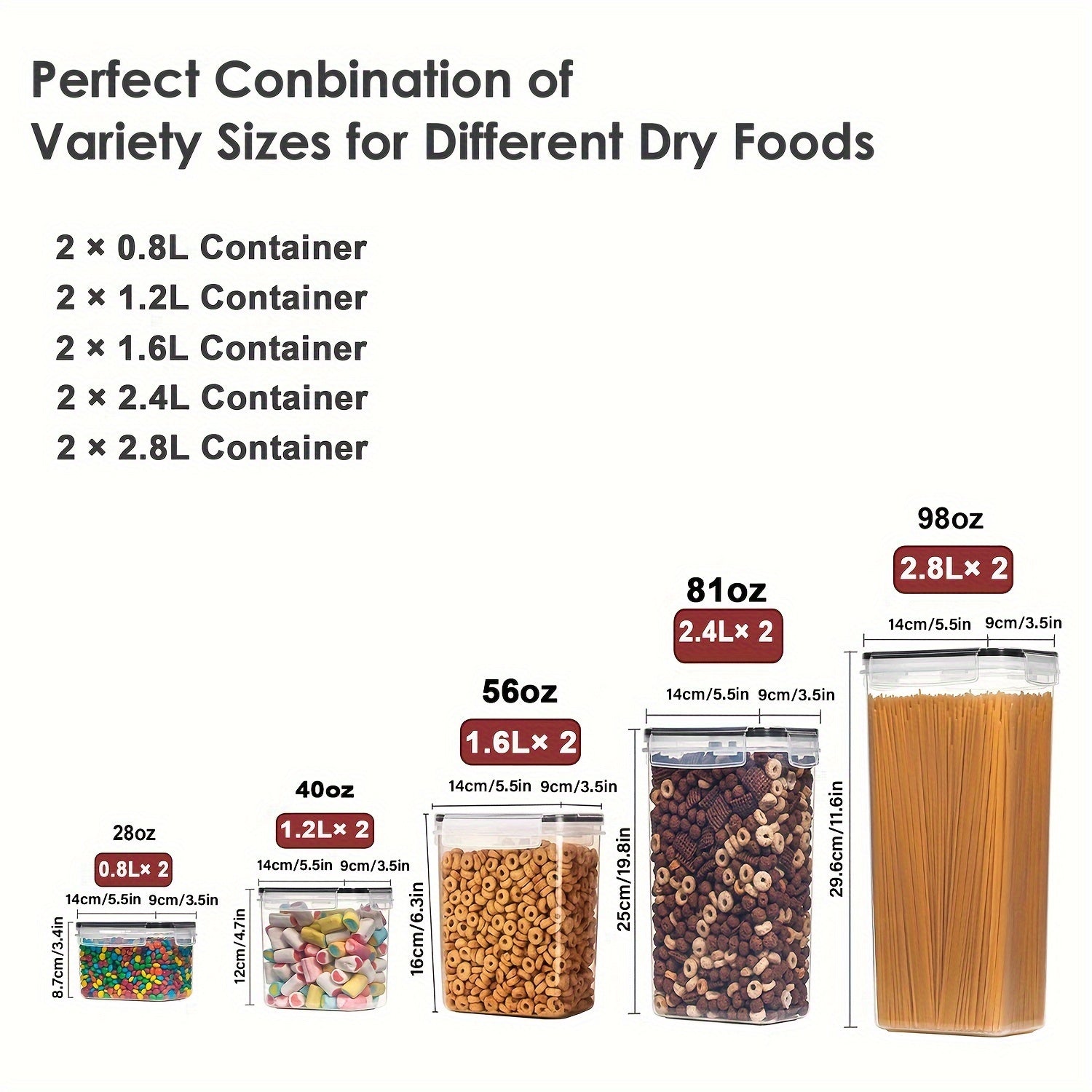 10pc Airtight Food Storage Containers BPA-Free for Pasta Flour