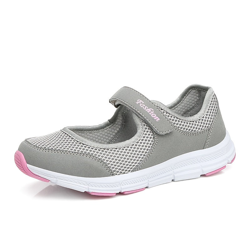 Women's Mesh Platform Walking Sneakers Breathable Non slip Hook & Loop Shoes