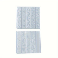 Silicone Resin Mold 2pcs Bookmark With Tassel Leaves Texture Flower