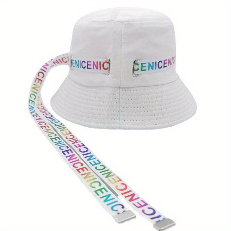 Colorful Ribbon Hip Hop Bucket Hat Solid Kpop Sunscreen Basin Hat