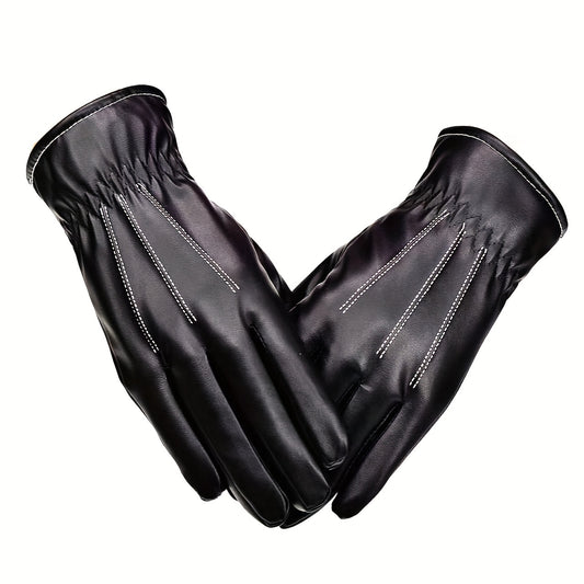 Warm Touch Screen Gloves PU Leather Cycling Coldproof Gloves