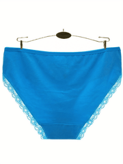 6pcs Heart & Bow Print Lace Trim Briefs Stretchy Intimates Panties