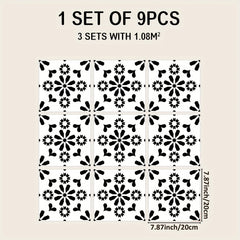 9pcs Moroccan Style Tile Sticker for Home Decor