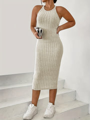 Ribbed Halter Neck Slim Fit Dress