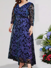 Floral Embroidered V Neck Maxi Dress