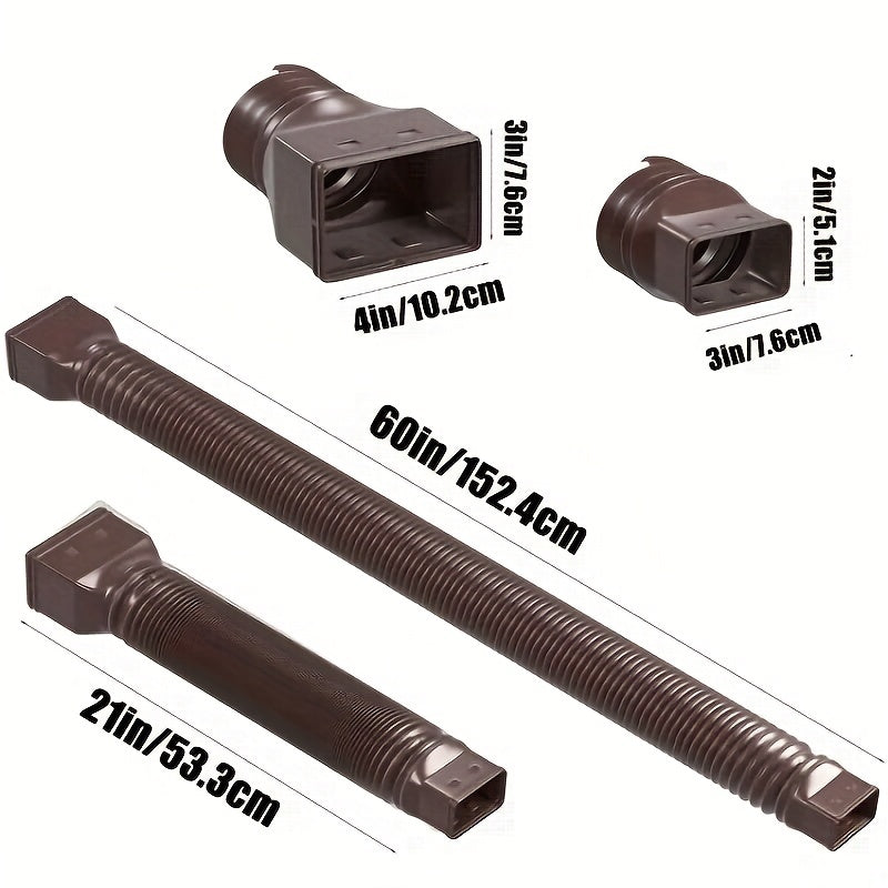 Set of 2 Rain Gutter Drain Extenders, 21-60 Inches, Corrosion Resistant