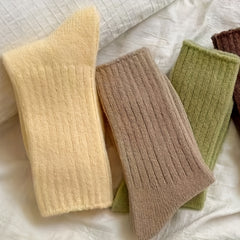 6 Pairs Soft Mid Tube Women's Socks Solid Colors