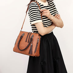 4pcs Retro Pendant Tote Crossbody Bag Set PU Leather Shoulder Bag