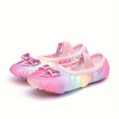 Rainbow Slip On Ballet Shoes For Girls Soft Sole Dancing Shoes