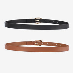 Golden Square Rhinestone Buckle PU Leather Plain Belt for Girls