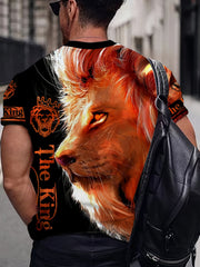 Lion Head 3D Print Men's Street Style Novelty Short Sleeve T Shirt