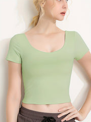 Sporty Tee with Chest Pads Short Sleeves