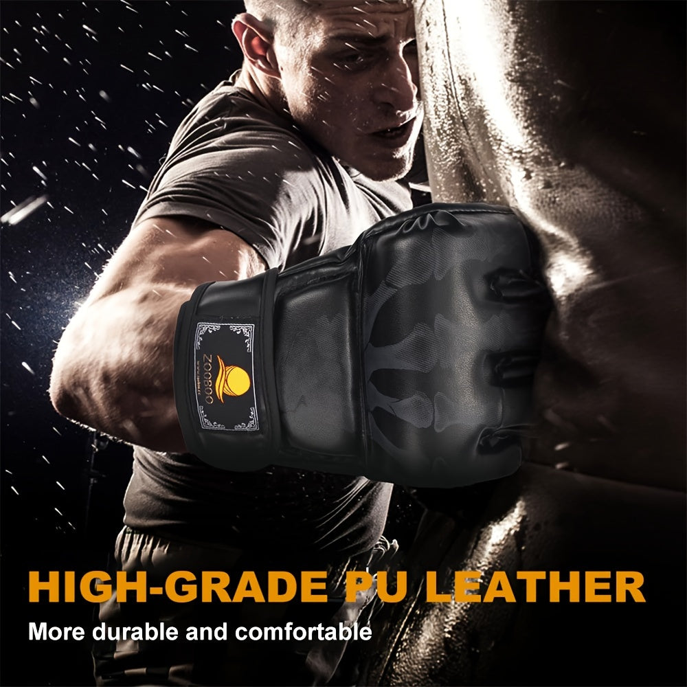 Half Finger Boxing Training Gloves with Adjustable Wrist Strap Unisex Gloves