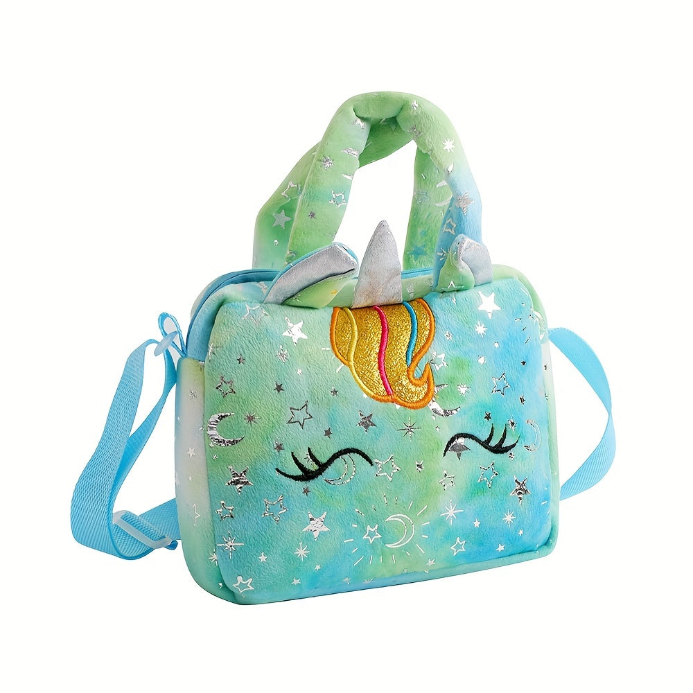 Girls Unicorn Corduroy Shoulder Bag Crossbody Animal Purse Tote