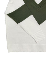 Colorblock V Neck Sweater Long Sleeve Pullover