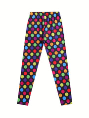 Kid Girls Colorful Dots Print Leggings Slim Fit Sports Casual Tight Pants