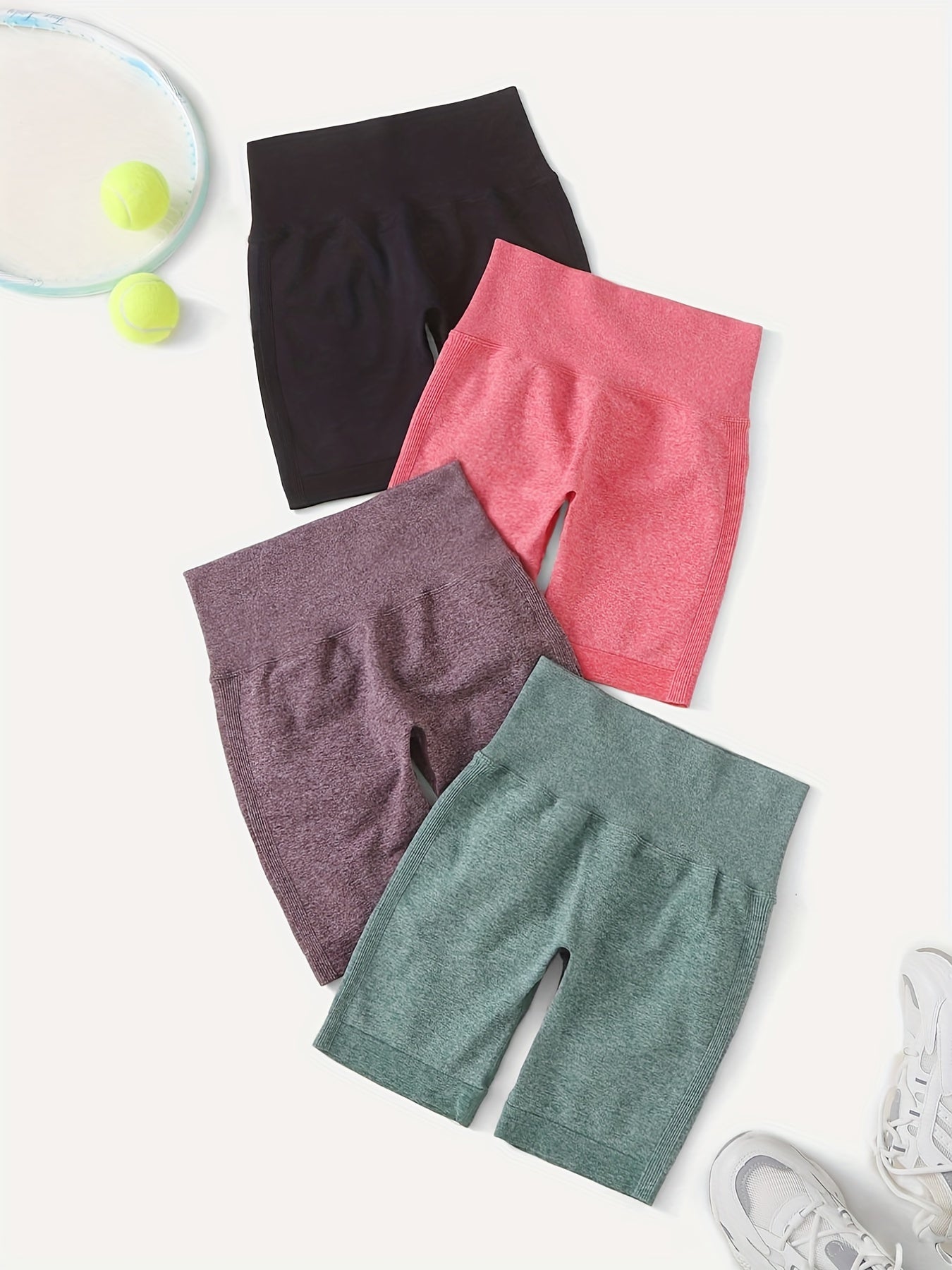 Solid High Waist Yoga Shorts Women's Activewear