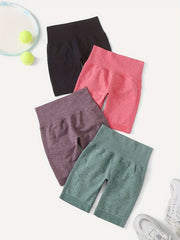 Solid High Waist Yoga Shorts Women's Activewear