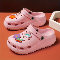 Women's Platform Garden Clogs Cartoon Wedge Slide Shoes