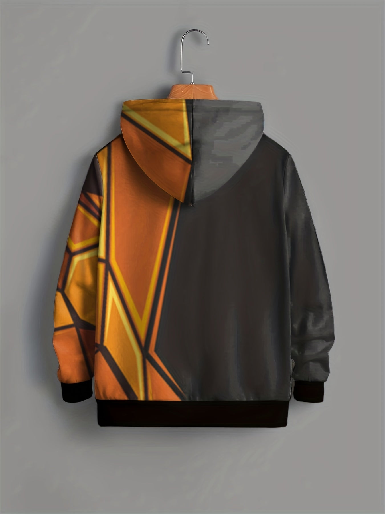 Geometric Fox Pattern Hoodie Kids Clash Casual Pullover Hooded Long Sleeve Top