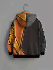 Geometric Fox Pattern Hoodie Kids Clash Casual Pullover Hooded Long Sleeve Top